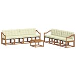 vidaXL Ensemble de canapés d'extérieur 9 pc Naturel et Crème