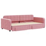 vidaXL Lit de jour avec gigogne et tiroirs sans matelas rose 90x200 cm