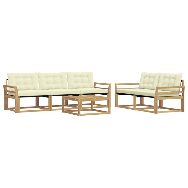 vidaXL Ensemble de canapés d'extérieur 6 Pièces Blanc et crème
