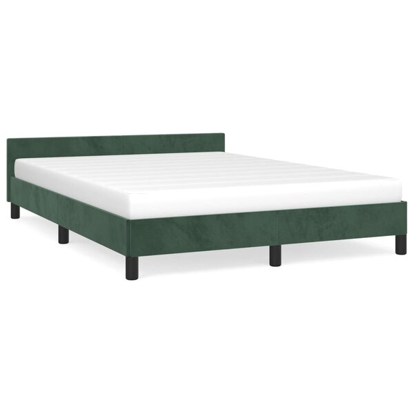vidaXL Cadre de lit avec tête de lit Vert foncé 140x200 cm Velours