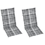 vidaXL Chaise de jardin avec coussins à carreaux gris Bois de teck