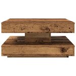 vidaXL Table basse rotative à 360 degrés vieux bois 70x70x34 5 cm