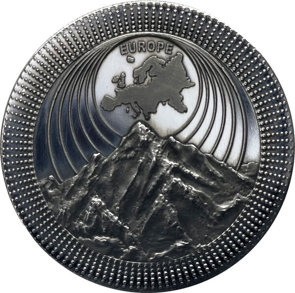 Pièce de monnaie en argent 25 livre g 31.1 (1 oz) millésime 2021 continents mont blanc