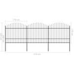vidaXL Clôture de jardin à dessus en lance Acier (1 5-1 75)x5 1 m Noir