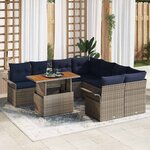 vidaXL Ensemble de canapé de jardin 9 Pièces Gris Poly rotin