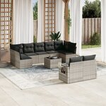 vidaXL Salon de jardin avec coussins 10 Pièces gris clair résine tressée
