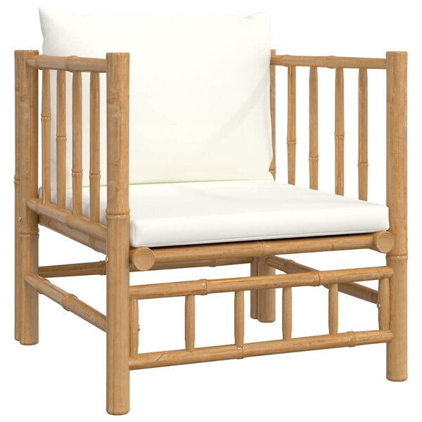 vidaXL Canapé de jardin avec coussins blanc crème bambou