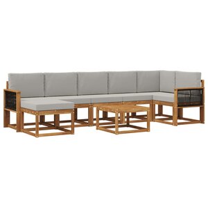 vidaXL Ensemble de canapés d'extérieur 8 Pièces Naturel et gris clair