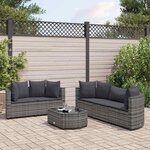 vidaXL Salon de jardin 6 Pièces avec coussins gris résine tressée