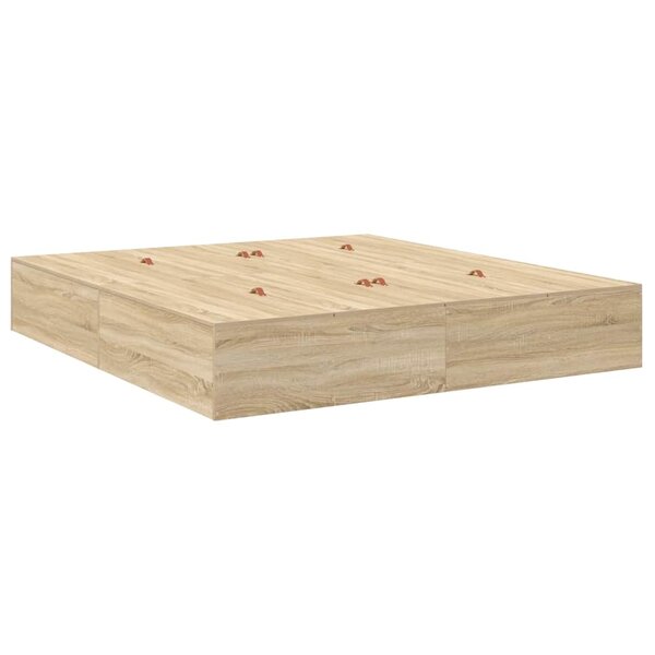 vidaXL Cadre de lit Chêne sonoma 200 x 200 x 31 5 cm Bois d'ingénierie