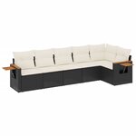vidaXL Salon de jardin 6 Pièces avec coussins noir résine tressée