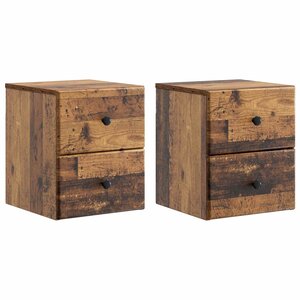 vidaXL Cabinet de chevet mural 2 Pièces Bois ancien 34 5 x 33 x 40 cm