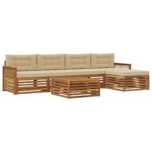 vidaXL Ensemble de canapés d'extérieur 6 Pièces Naturel et Beige