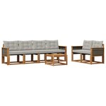 vidaXL Ensemble de canapés d'extérieur 7 Pièces Naturel et gris clair