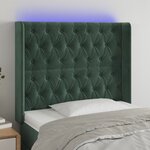 vidaXL Tête de lit à LED Vert foncé 103x16x118/128 cm Velours