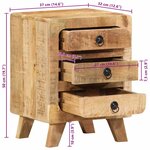 vidaXL Table de chevet 37x32x50 cm bois de manguier massif brut