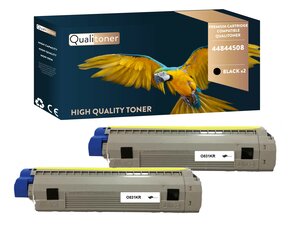 Qualitoner x2 toners 44844508 noir compatible pour oki