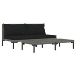 vidaXL Salon de jardin 3 Pièces Gris foncé Résine tressée demi-ronde