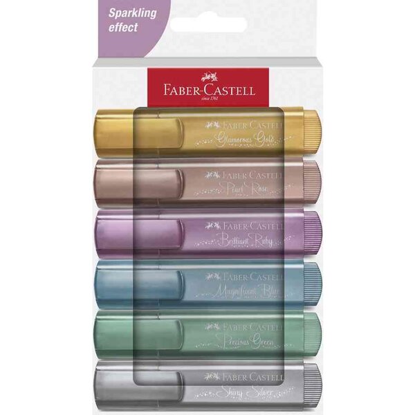 Surligneur TEXTLINER 46 METALLIC  étui de 6 FABER-CASTELL