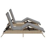vidaXL Chaises longues lot de 2 avec table beige résine tressée
