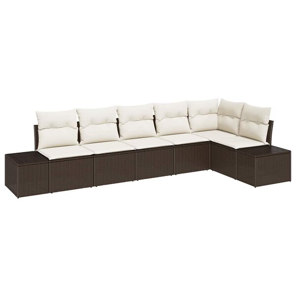 vidaXL Ensemble de canapé de jardin 6 Pièces Marron  crème Poly rotin