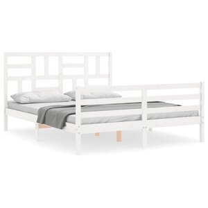 vidaXL Cadre de lit sans matelas blanc 160x200 cm bois massif
