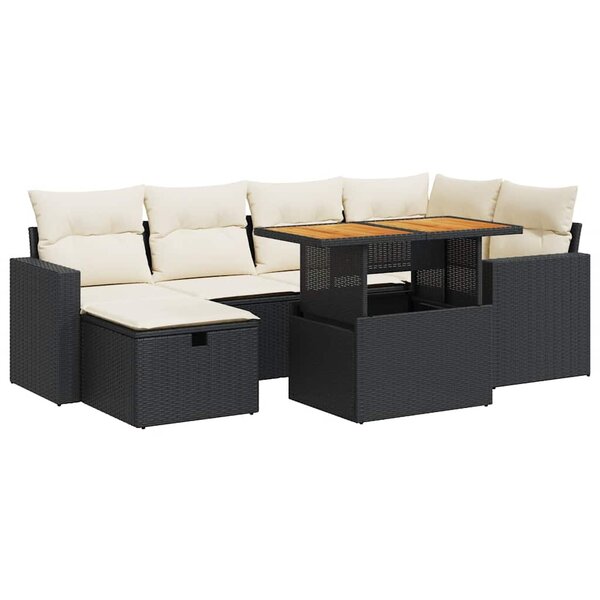 vidaXL Salon de jardin avec coussins 8 Pièces noir résine tressée acacia
