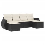vidaXL Salon de jardin 6 Pièces avec coussins noir résine tressée