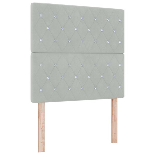 vidaXL Lit à ressort avec matelas et lumière LED Gris clair 90x190 cm Velours