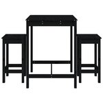 vidaXL Ensemble de bar de jardin 3 Pièces noir bois de pin massif
