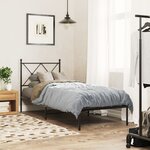 vidaXL Cadre de lit métal sans matelas avec tête de lit noir 80x200 cm