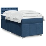 vidaXL Sommier à lattes de lit avec matelas Bleu 90x200 cm Tissu