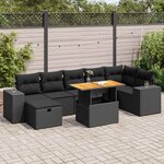 vidaXL Salon de jardin 5 Pièces avec coussins noir résine tressée acacia