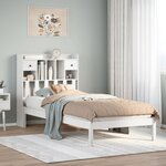 vidaXL Lit bibliothèque sans matelas blanc 90x200cm bois de pin massif