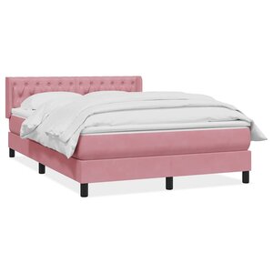 vidaXL Sommier à lattes de lit avec matelas rose 140x220 cm velours
