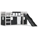 vidaXL Lit superposé sans matelas avec toboggan blanc noir 90x200 cm