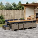 vidaXL Ensemble à manger de jardin 15 Pièces coussins gris résine tressée