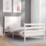 vidaXL Cadre de lit et tête de lit blanc 100x200 cm bois massif
