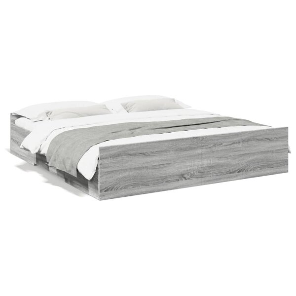 vidaXL Cadre de lit avec tiroirs sans matelas sonoma gris 180x200 cm
