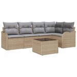 vidaXL Ensemble de canapé de jardin avec coussin 6 Pièces Noir Poly rotin