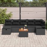 vidaXL Ensemble de canapé de jardin avec coussin 8 Pièces Noir polyrotin