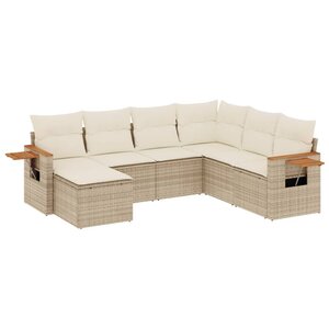 vidaXL Salon de jardin avec coussins 7 Pièces beige résine tressée