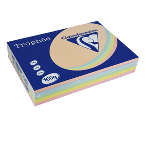 Ramette 250 Feuilles Papier 160g A4 210x297 mm Certifié FSC Assorti Pastel TROPHÉE