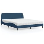 vidaXL Lit avec matelas bleu 160x200 cm tissu
