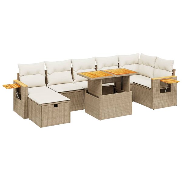 vidaXL Salon de jardin avec coussins 8 Pièces beige résine tressée