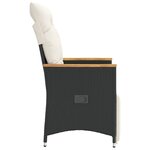 vidaXL Chaises inclinables de jardin lot de 2 et coussins noir rotin