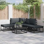 vidaXL Ensemble de canapé de jardin avec coussin 6 Pièces Noir Aluminium