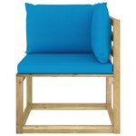 vidaXL Canapés d'angle de jardin 2Pièces et coussins Pin imprégné de vert
