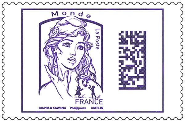 Timbre Marianne et la jeunesse - Violet - Monde