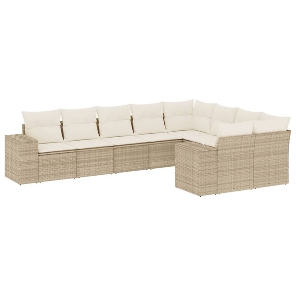 vidaXL Salon de jardin avec coussins 9 Pièces beige résine tressée